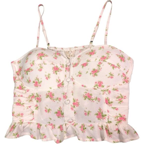 Sim & Sam Floral Pink and White Crop Top - Picture 4 of 12